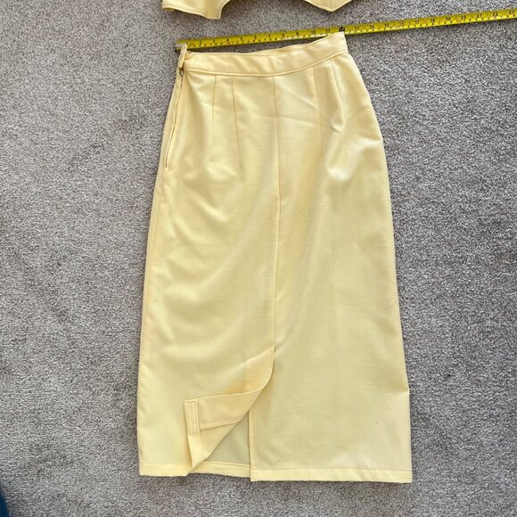 Vintage Handmade 1950s 2-Piece Yellow Linen Blouse and Skirt Set Single Stitch - Picture 7 of 13